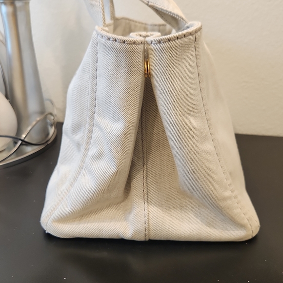 Medium Prada Canapa Gray Canvas Tote Bag - Picture 3 of 8